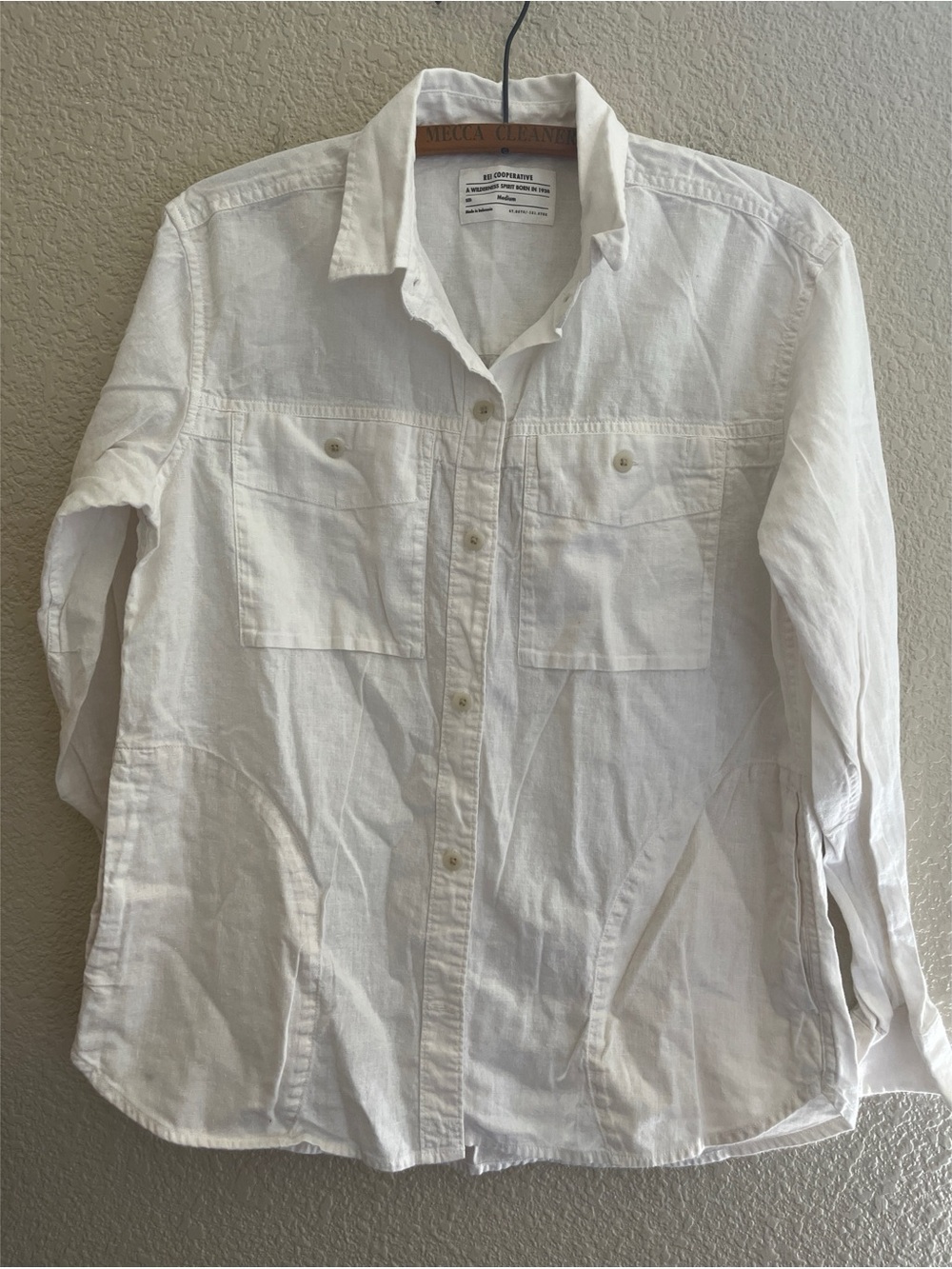 REI Cooperative Cream Hemp Blend Long Sleeve Size Medium